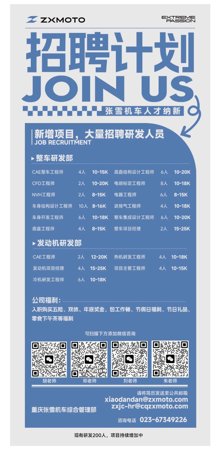ZXMOTO丨新增项目，大量招聘研发人员！